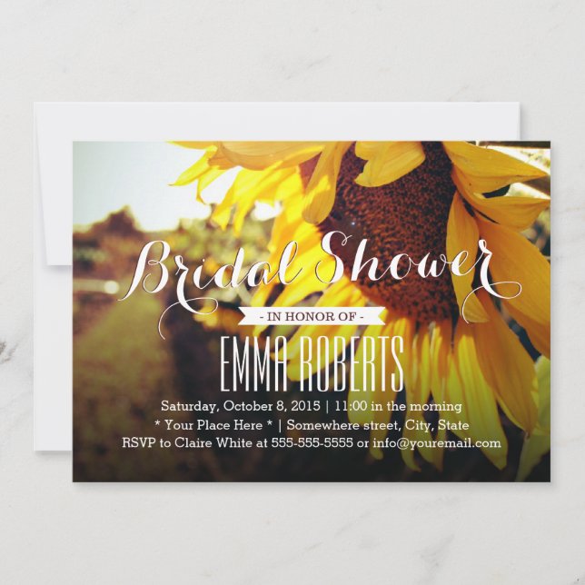 Rustic Sunflower Summer Bridal Shower Invitation (Front)