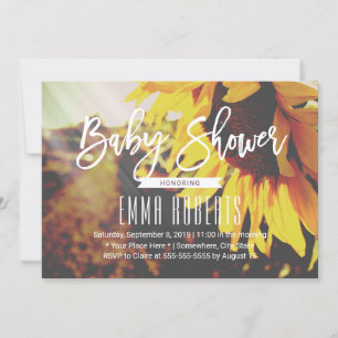 Rustic Sunflower Summer Floral Baby Shower Invitation