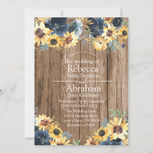 Rustic Sunflower Sunflowers Wood Country Wedding Invitation