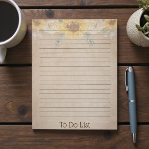 Rustic Sunflower Task List Notepad