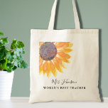 Rustic Sunflower Teacher's Tote Bag<br><div class="desc">This rustic floral Teacher's Tote Bag is decorated with a watercolor sunflower in shades of yellow. Easily customisable. To edit further use the Design Tool to change the font, font size, or colour. Because we create our artwork you won't find this exact image from other designers. Original Watercolor © Michele...</div>