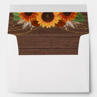 Rustic Sunflower Terracotta Roses Wedding Invite Envelope