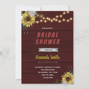 Rustic sunflower theme invitation