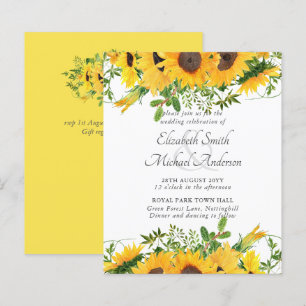 Rustic Sunflower Themed Wedding Stationery Budget