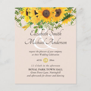 Rustic Sunflower Themed Wedding Stationery Budget