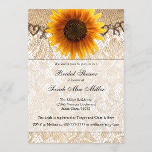 Rustic Sunflower Twine Bridal Shower Invitation
