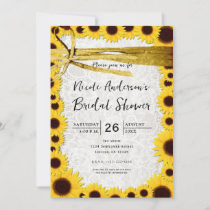 Rustic Sunflower Twine Bridal Wedding Invitations