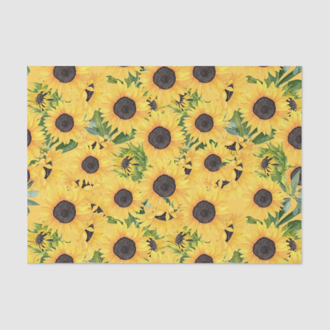Rustic Sunflower Vintage Floral Pattern Tissue Paper (Front)