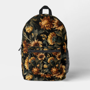 Rustic SunFlower Vintage Watercolor Art  Floral Printed Backpack