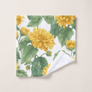 Rustic Sunflower Watercolor Floral Bath Towel Set