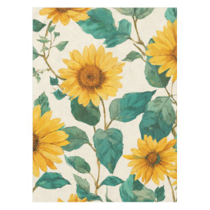 Rustic Sunflower Watercolor Floral Farmhouse Tablecloth