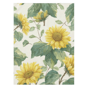 Rustic Sunflower Watercolor Floral Farmhouse Tablecloth