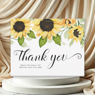 Rustic Sunflower Watercolor Floral Sympathy Thank You Card