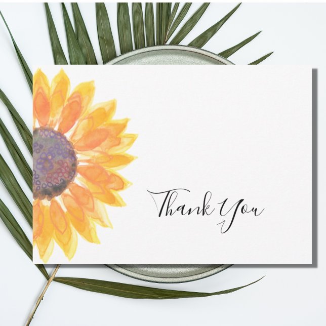 Rustic Sunflower Watercolor Thank You Card (Creator Uploaded)