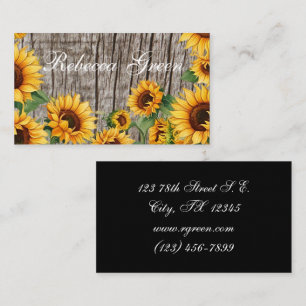Rustic Sunflower & Weathered Grey Barnboard Business Card
