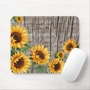 Rustic Sunflower & Weathered Grey Barnboard Mouse Pad