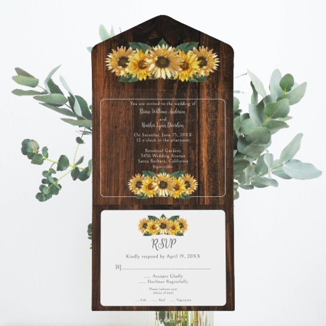 Rustic Sunflower Wedding All In One Invitation (Rustic Sunflower Wedding All in One Invitation)