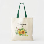 Rustic Sunflower Wedding Bridesmaid Personalized Tote Bag<br><div class="desc">Rustic Sunflowers Wedding Bridesmaid Favor Personalized Tote Bag. 
(1) For further customization,  please click the "customize further" link and use our design tool to modify this template.
(2) If you need help or matching items,  please contact me.</div>
