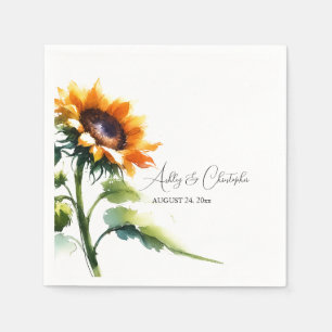 Rustic Sunflower Wedding Cocktail Napkin