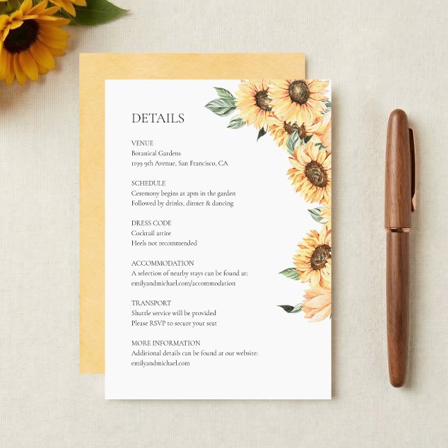 Rustic Sunflower Wedding Details Enclosure Card (Creator Uploaded)