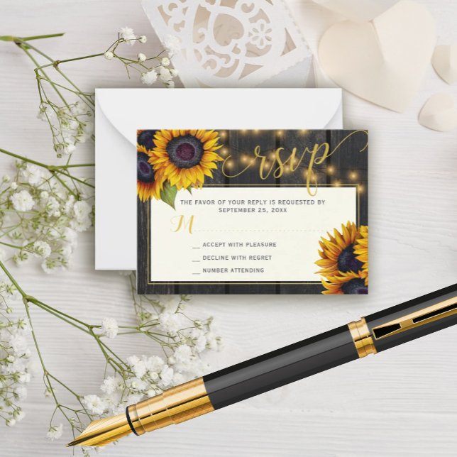 Rustic sunflower wedding elegant RSVP Enclosure Card (Creator Uploaded)