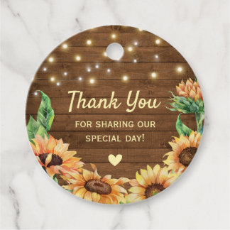 Rustic Sunflower Wedding Engagement Thank You Favour Tags