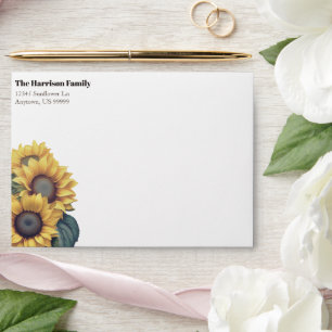 Rustic Sunflower Wedding Envelope