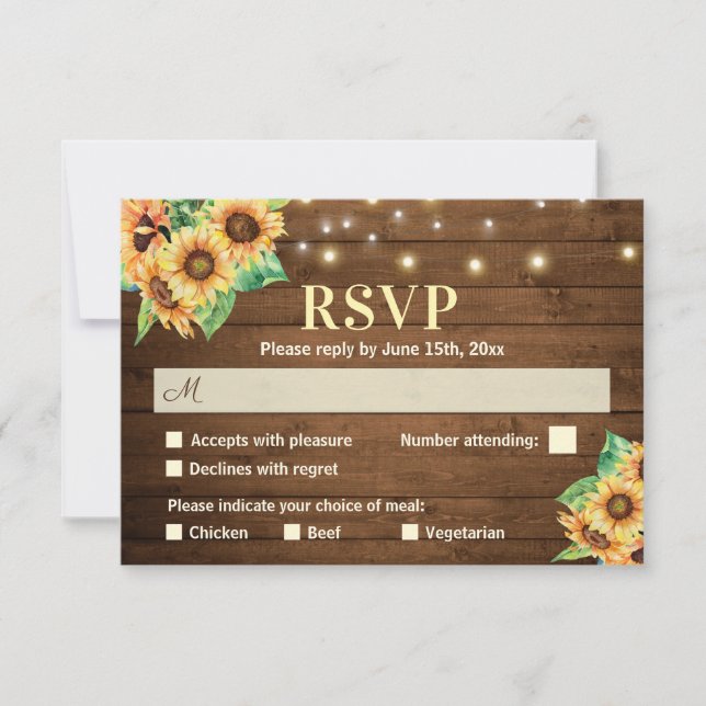 Rustic Sunflower Wedding Fall Autumn Bridal Shower RSVP Card (Front)