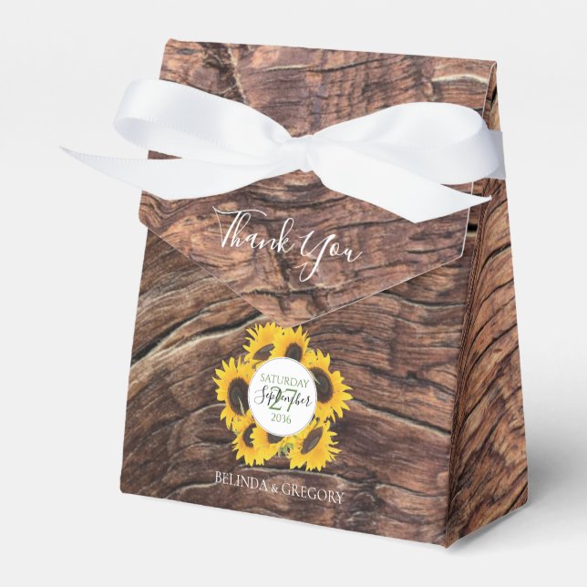 Rustic Sunflower Wedding  Favour Box (Front Side)