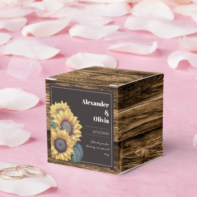 Rustic Sunflower Wedding Favour Box (Wedding)
