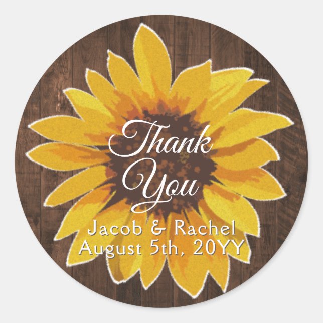Rustic Sunflower Wedding Favour Labels (Front)