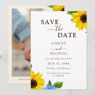 Rustic Sunflower Wedding Flat Save The Date Card