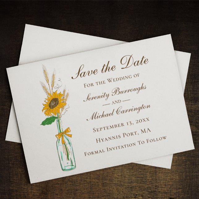 Rustic Sunflower Wedding Floral Save The Date   Announcement (Creator Uploaded)