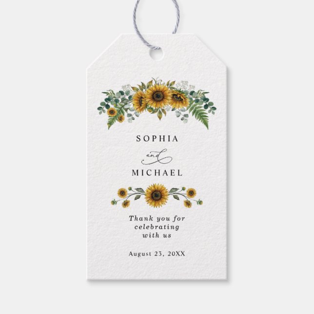 Rustic Sunflower Wedding Gift Tags (Front)