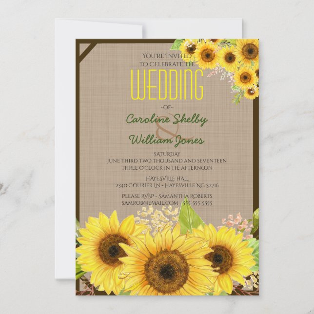 Rustic Sunflower Wedding Invitation (Front)