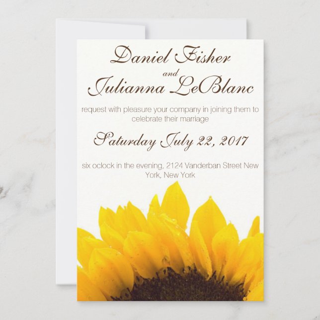 Rustic Sunflower Wedding Invitation (Front)