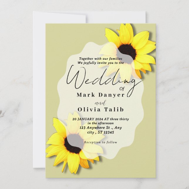 Rustic Sunflower Wedding Invitation (Front)