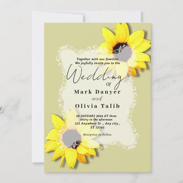 Rustic Sunflower Wedding Invitation (Front)