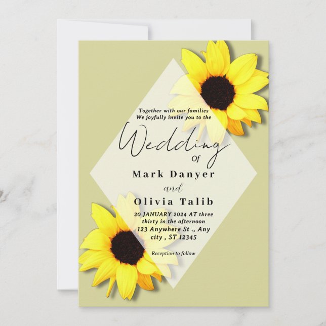Rustic Sunflower Wedding Invitation (Front)