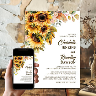 Rustic Sunflower Wedding Invitation