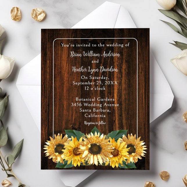 Rustic Sunflower Wedding Invitation (Rustic Sunflower Wedding Invitation)