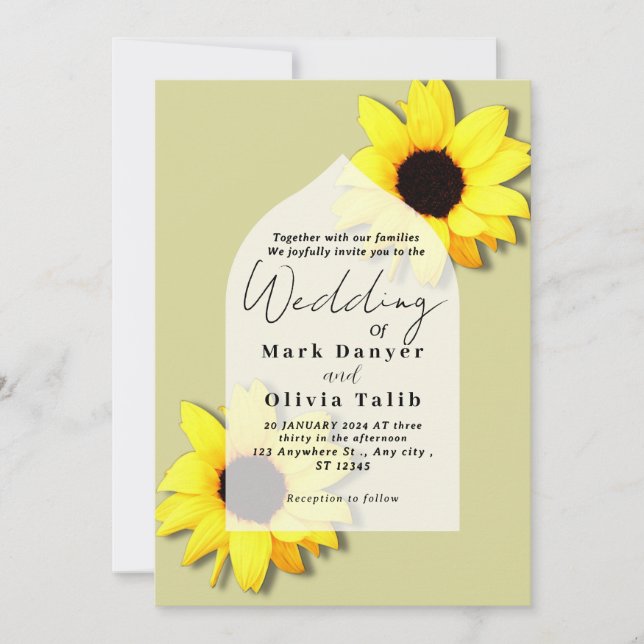 Rustic Sunflower Wedding Invitation (Front)