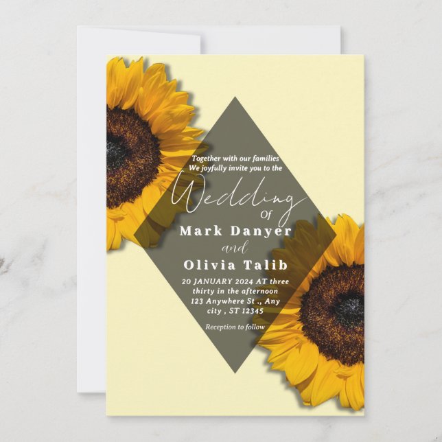 Rustic Sunflower Wedding Invitation (Front)