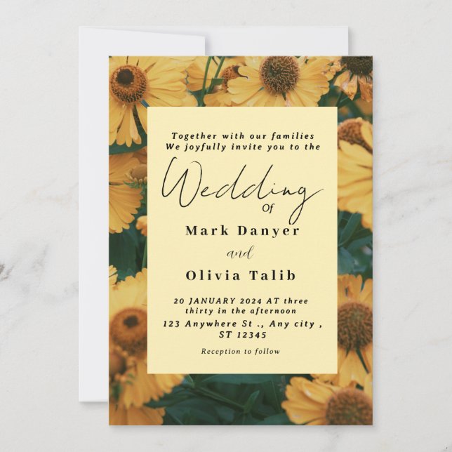 Rustic Sunflower Wedding Invitation (Front)