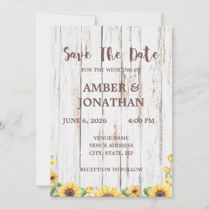 Rustic Sunflower Wedding Invitations 