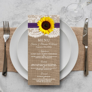 Rustic Sunflower Wedding Menu