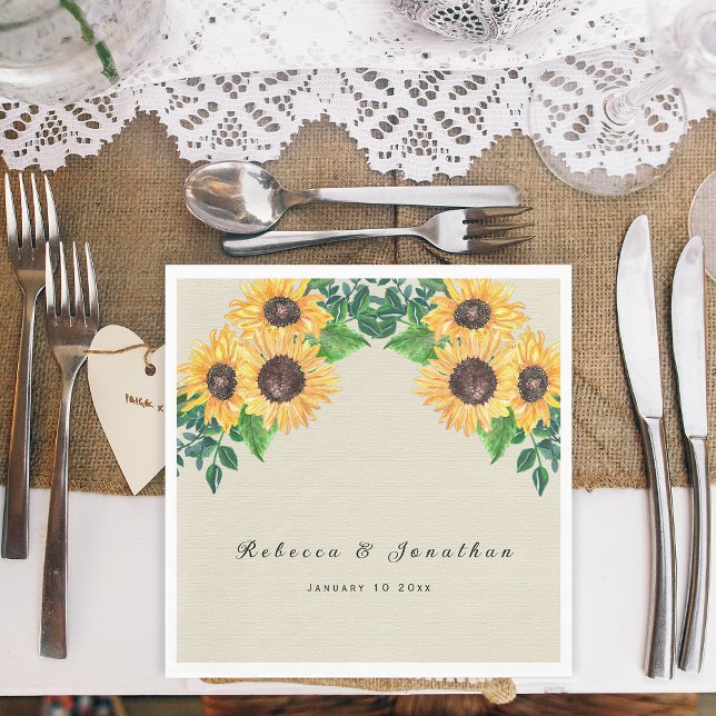 Rustic Sunflower Wedding  Napkin (Creator Uploaded)