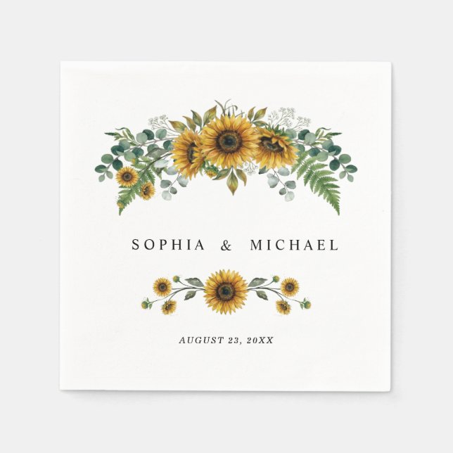 Rustic Sunflower Wedding Napkins (Front)