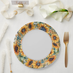 Rustic Sunflower Wedding Paper Plate