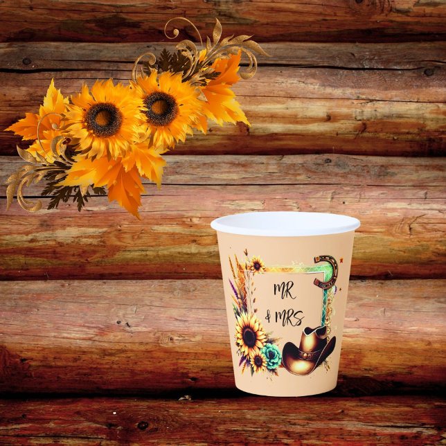 Rustic Sunflower Wedding Party Cups (Creator Uploaded)